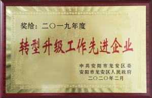 2019年度轉(zhuǎn)型升級工作先進企業(yè)